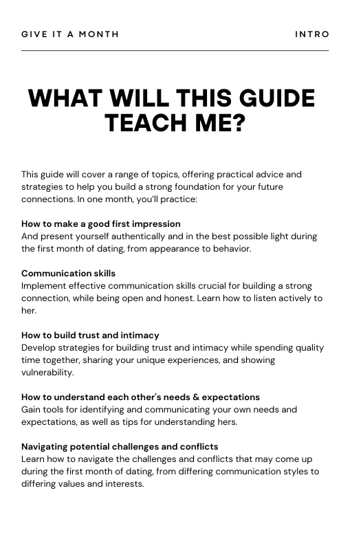 Give It A Month: Men's Edition - A Guide to Establishing Strong Connections with Women in 30 Days!